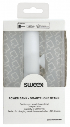 Draagbare Powerbank Lithium-Ion 2500 mAh USB Wit