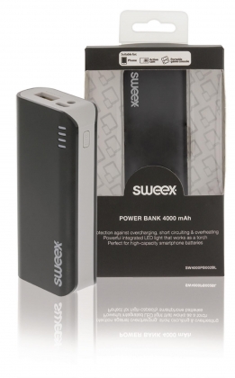 Draagbare Powerbank Lithium-Ion 4000 mAh USB Zwart
