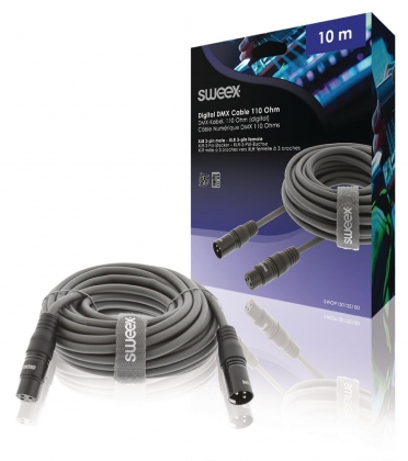 10 meter Digitale DMX Kabel XLR 3-Pins Male - XLR 3-Pins Female Donkergrijs