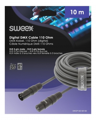 10 meter Digitale DMX Kabel XLR 3-Pins Male - XLR 3-Pins Female Donkergrijs