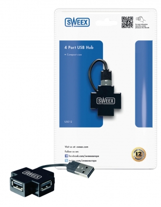 4 Poorten Hub USB 2.0 Zwart