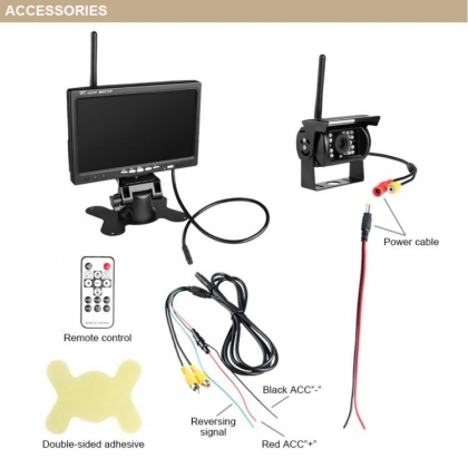 DRAADLOOS ACHTERUITRIJCAMERA-SYSTEEM MET 7" TFT MONITOR