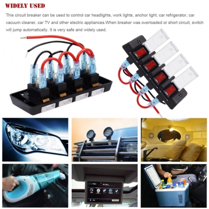 4-voudig 12 Volt schakelpaneel met LED indicatie