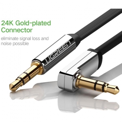 50cm jack audiokabel 3.5 mm male haaks - 3.5 mm male vergulde contacten