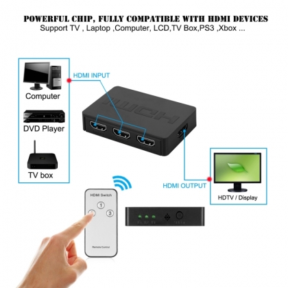 3-voudige 4K HDMI V1.3 switch met afstandsbediening