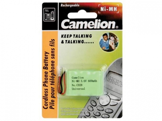 NiMH BATTERIJ VOOR DRAADLOZE TELEFOON 3.6V-600mAh (UNIVERSELE PLUG)
