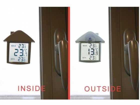 TRANSPARANTE RAAMTHERMOMETER MET MIN- EN MAXAANDUIDING