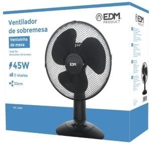 EDM TAFELVENTILATOR 30CM DRAAIEND 45W ZWART