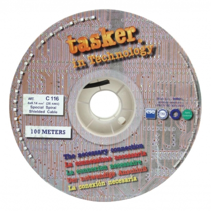 Stereo Audiokabel op Haspel 4x 0.14 - 100 m Zwart