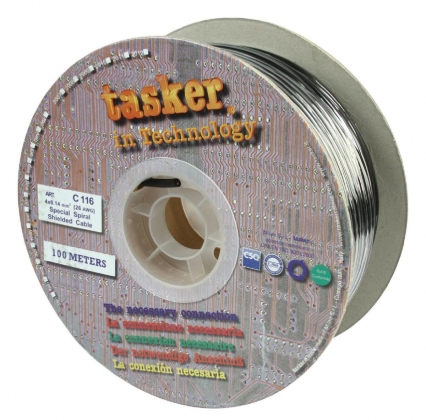 Stereo Audiokabel op Haspel 4x 0.14 - 100 m Zwart
