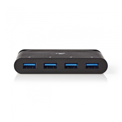 USB Multi-Port Adapter | USB 3.2 Gen 1 | USB-C™ Male | 4x USB-A | Rond | Vernikkeld | Zwart | Window Box met Euro Lock