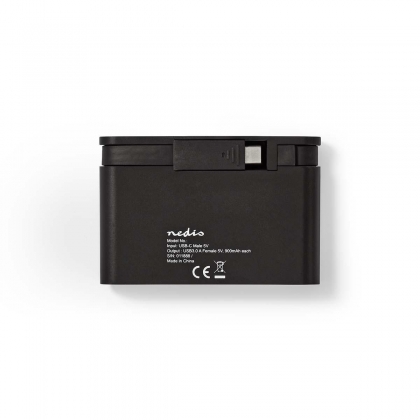 USB Multi-Port Adapter | USB 3.2 Gen 1 | USB-C™ Male | 4x USB-A | Rond | Vernikkeld | Zwart | Window Box met Euro Lock