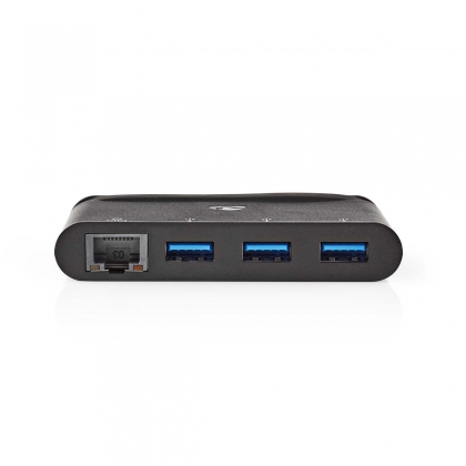 USB-Adapter | USB 3.1 | USB Type-C™ | 1x RJ45 / 3x USB Type-A | Vernikkeld | Zwart | Window Box met Euro Lock