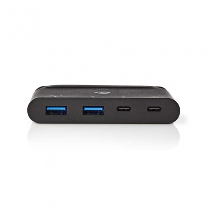 USB Multi-Port Adapter | USB 3.2 Gen 2 | USB-C™ Male | 2x USB-A / 2x USB-C™ | Rond | Vernikkeld | Zwart | Doos
