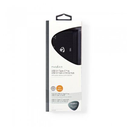 USB Multi-Port Adapter | USB 3.2 Gen 2 | USB-C™ Male | 2x USB-A / 2x USB-C™ | Rond | Vernikkeld | Zwart | Doos