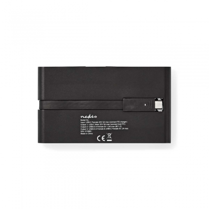 USB Docking Station | USB 3.2 Gen 1 | USB-C™ Male | HDMI™ Female / Micro SD / RJ45 Female / SD / VGA Female 15p / 2x USB-A / 2x USB-C™ | Rond | Vernikkeld | Zwart | Window Box met Euro Lock