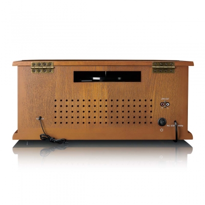 Houten retro platenspeler met Bluetooth® AM/FM-radio USB-codering CD-speler cassettespeler en ingebouwde luidsprekers