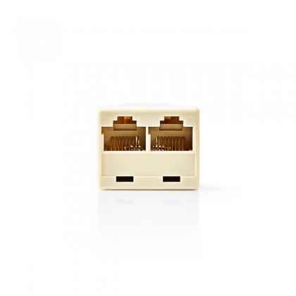 Telecom-Netwerksplitter | RJ45 Female | 2x RJ45 Female | Vernikkeld | Ivoor | PVC | Polybag