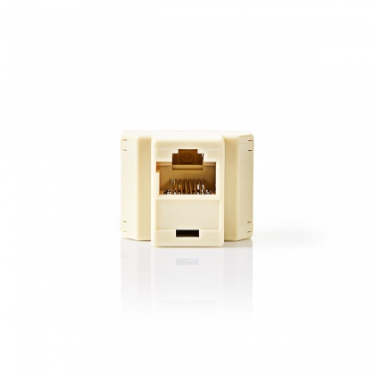 Telecom-Netwerksplitter | RJ45 Female | 2x RJ45 Female | Vernikkeld | Ivoor | PVC | Polybag