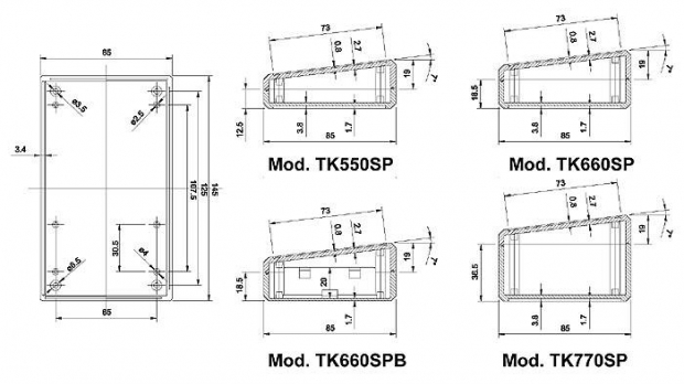 TENCLOS SLOPE ENCLOSURE - ZWART - 145 x 85 x 31,5 mm