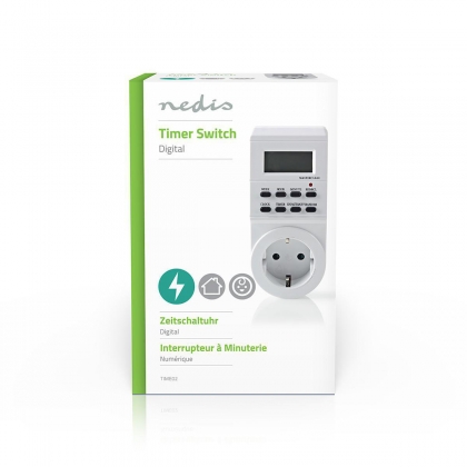 Timer | Digitaal | Binnenshuis | AC 230 V | Stroomkabel zijde B: Randaarde stekker / Type F (CEE 7/7) | 3600 W | Schakelcycli: 1 min | IP20