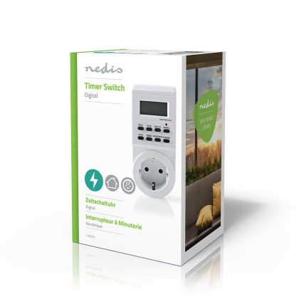 Timer | Digitaal | Binnenshuis | AC 230 V | Stroomkabel zijde B: Randaarde stekker / Type F (CEE 7/7) | 3600 W | Schakelcycli: 1 min | IP20