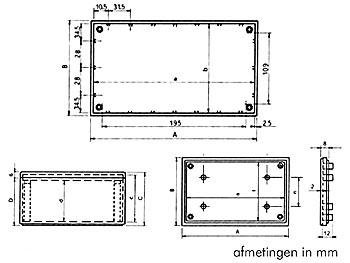 COVER BEHUIZING - GRIJS 215 x 130 x 82.9mm