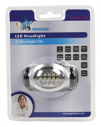 Hoofdlamp 10 LED Zilver / Zwart