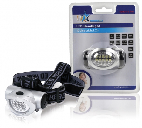 Hoofdlamp 10 LED Zilver / Zwart