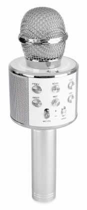 KARAOKE MICROFOON MET INGEBOUWDE SPEAKER BT ZILVER