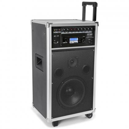 ST100 MK2 Mobiele geluidsinstallatie 8" BT/CD/MP3/UHF