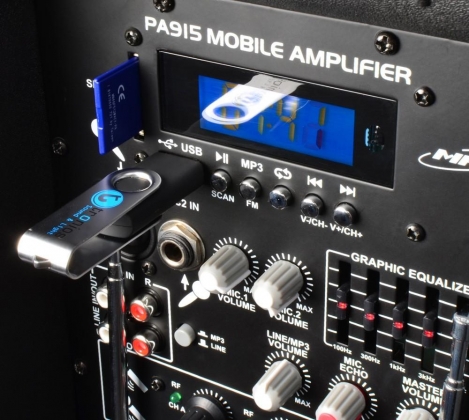500W Mobiele Geluidsinstallatie incl. draadloze microfoons en MP3