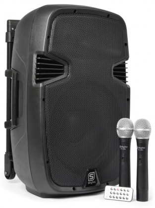 500W Mobiele Geluidsinstallatie incl. draadloze microfoons en MP3