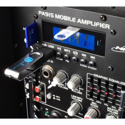 Mobiele Geluidsinstallatie ABS 15" 2 VHF/USB/MP3