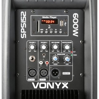 SPS152 Actieve Speaker 15" SD/USB/MP3/BT met Standaard