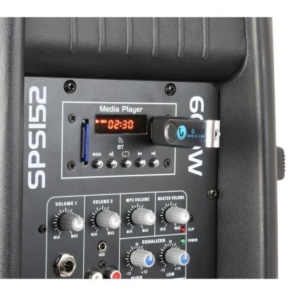 SPS152 Actieve Speaker 15" SD/USB/MP3/BT met Standaard
