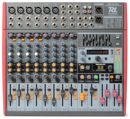 PDM-S1203 Stage Mixer 12-Kanaals DSP/MP3- USB IN/UIT
