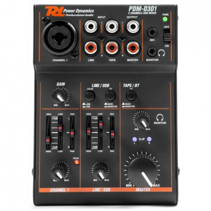 PDM-D301 3-Kanaals USB Mixer