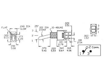 VERTICALE SUBMINIATUUR TUIMELSCHAKELAAR SPDT ON-ON - PCB TYPE ZONDER SCHROEFDRAAD