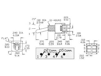 VERTICALE SUBMINIATUUR TUIMELSCHAKELAAR DPDT ON-ON - PCB TYPE / GEEN SCHROEFDRAAD