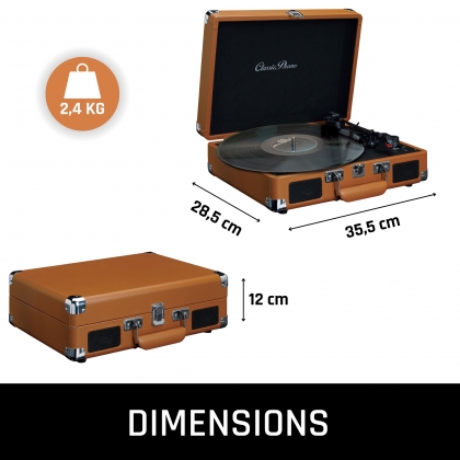 Koffer platenspeler met 2 ingebouwde speakers Bruin