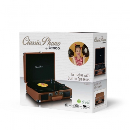 Koffer platenspeler met 2 ingebouwde speakers Bruin