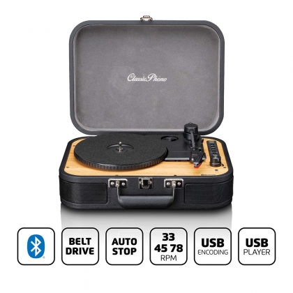 Retro Bluetooth® platenspeler met ingebouwde luidsprekers Zwart