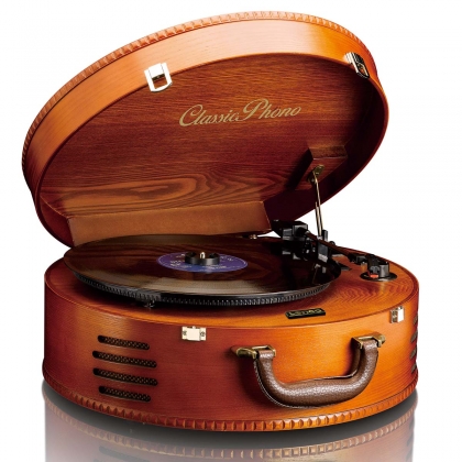Retro platenspeler met 2 ingebouwde luidsprekers Bruin
