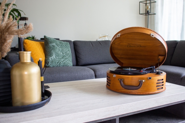 Retro platenspeler met 2 ingebouwde luidsprekers Bruin