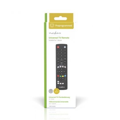 Universele Afstandsbediening | Voorgeprogrammeerd | 1 Apparaat | Amazon Prime / Disney + Button / Google Play Knop / Netflix Knop / Youtube Knop | Infrarood | Zwart