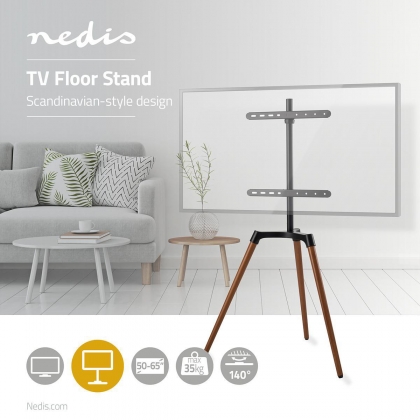 TV Vloerstandaard | 50 - 65 " | Maximaal schermgewicht: 35 kg | Scandinavian Design | Draaibaar | Anti-omval-riem | Snap-lock | Aluminium / Staal | Zwart