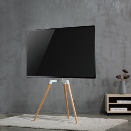 TV Vloerstandaard | 50 - 65 " | Maximaal schermgewicht: 35 kg | Scandinavian Design | Draaibaar | Anti-omval-riem | Snap-lock | Aluminium / Staal | Wit