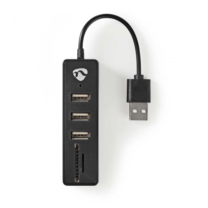 USB-Hub | USB-A Male | USB-A Female | 3 poort(en) | USB Gevoed | SD & MicroSD / 3x USB