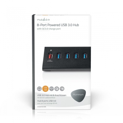 USB-Hub | 8-Poorts | USB 3.0 met Externe Voeding | QC3.0 Oplaadpoort | 5 Gbps